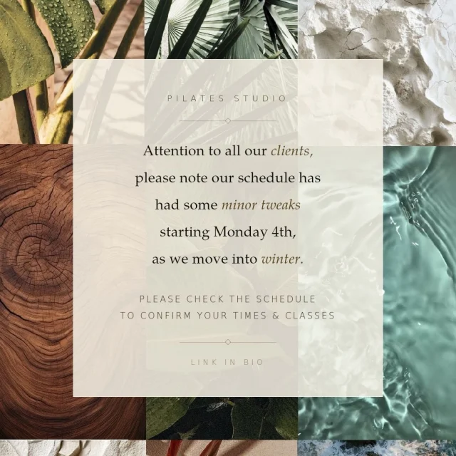 A small update to our schedule ❄️

As we move into winter, there have been a few changes to our class times and offerings starting Monday 4th.

Please take a moment to check the updated schedule on the app to confirm your bookings.

If you’re unsure of anything, we’re always here to help.

Thank you for moving with us 🤍

#PilatesSeaPoint #PilatesCapeTown #MoveWithIntention #Wellness