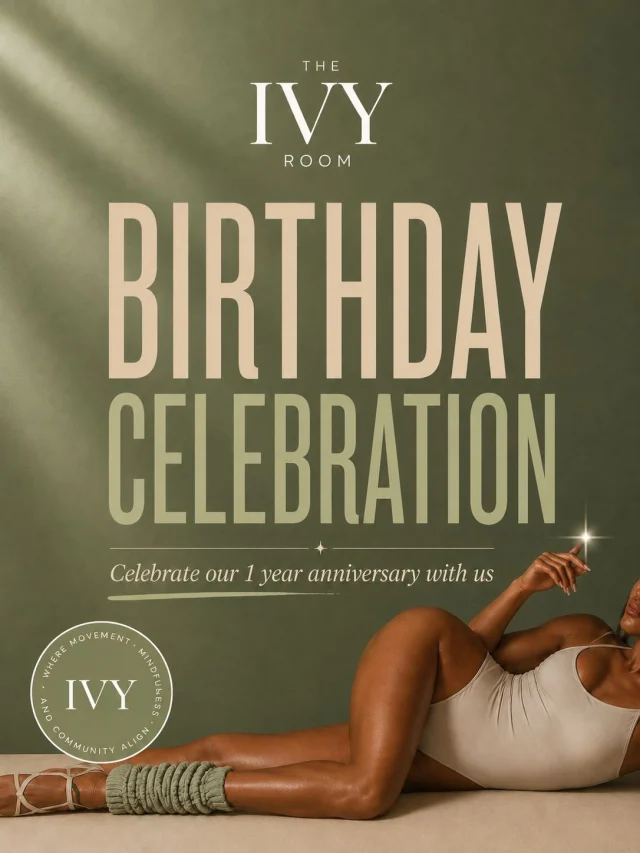 One whole year of The Ivy Room 🤍🌿

This Saturday, we’re celebrating ONE YEAR of movement, mindfulness & community - and we’d love to celebrate it with the people who have made this first year so special.

Come join us for one of our Saturday classes, then stay a little longer for mimosas, beverages, treats & a few birthday goodies 🥂✨

A very special thank you to @timanttiactivewear for joining in the celebrations and so generously sponsoring some goodies for our Ivy community. We’re so excited to spoil you! 🤍

Come move. Stay for a drink. Have some cake. Celebrate ONE with us.

Saturday at The Ivy Room 🌿
Book your class via The Ivy Room App.

Here’s to our first year - and everything still to come. 🥂🤍